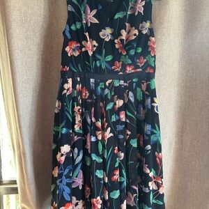Talbots Floral Midi Dress - Multicolor on Black